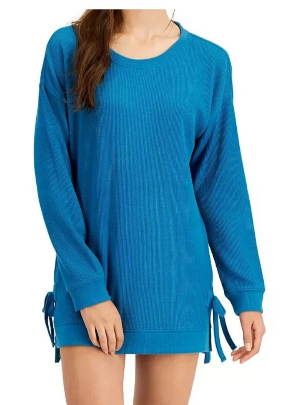 Jenni Intimates Women's Cotton Blend Waffle Knit Lounge Tunic Top, Celestial